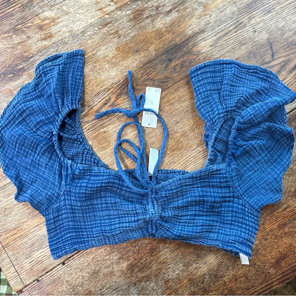 Anthropologie Navy Blue Crop Top